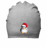 Бавовняна шапка з пінгвіном в новорічній шапочці