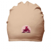 Хлопковая шапка с девушкой на мотоцикле