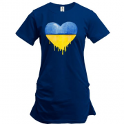 Подовжена футболка з жовто-синім серцем