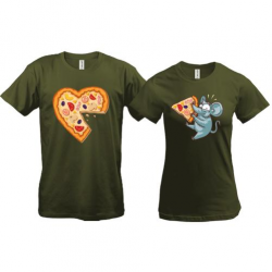Парні футболки з мишкою і піцою