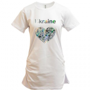 Подовжена футболка Ukraine - серце (голограма)