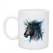 Чашка з малюнком чорного коня