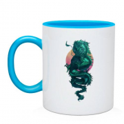 Чашка Зелений дракон на тлі місяця