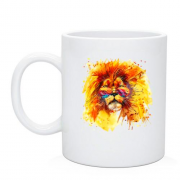 Чашка с акварельным львом в очках (2)