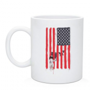Чашка з американським прапором, дівчинка і вовками