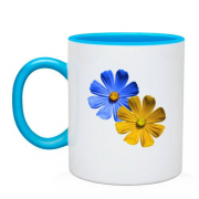 Чашка із жовто-синіми квітками