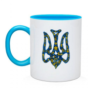 Чашка з гербом України у вигляді сокола-писанки