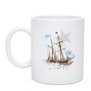 Чашка с кораблем и звездами