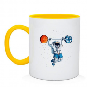 Чашка с космонавтом и планетами на штанге