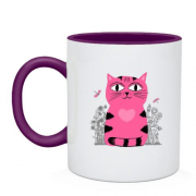 Чашка з милим рожевим котиком