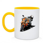 Чашка з мотоциклом на віражі