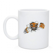 Чашка с тигром разрывающим футболку