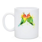Чашка з закоханими папугами