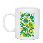 Чашка із зеленими акварельними квітами