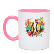 Чашка с зелеными попугаями