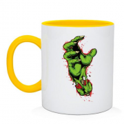 Чашка с зелёной рукой "зомби"