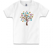 Детская футболка Дерево с бабочками (Вышивка)