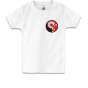 Детская футболка с черно-красным драконом Инь-Янь на груди (Вышивка)
