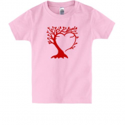 Детская футболка с деревом в виде сердца (Вышивка)