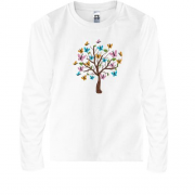 Детская футболка с длинным рукавом Дерево с бабочками (Вышивка)