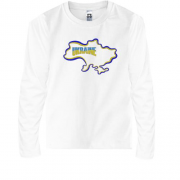 Детская футболка с длинным рукавом Ukraine с картой (Вышивка)