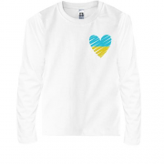 Детская футболка с длинным рукавом с желто-голубым сердцем АРТ (Вышивка)