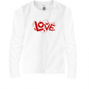 Детская футболка с длинным рукавом с надписью Love (Вышивка)