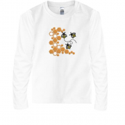Детская футболка с длинным рукавом с сотами и пчелами (Вышивка)