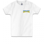 Дитяча футболка з жовто-синім написом Ukraine на грудях (Вишивка)