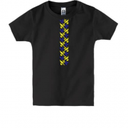 Дитяча футболка з жовто-синім візерунком-квітами (Вишивка)