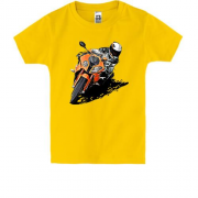 Детская футболка с мотоциклом на вираже