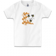 Детская футболка с сотами и пчелами (Вышивка)