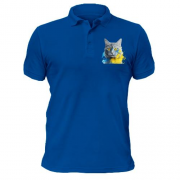 Чоловіча футболка-поло Кіт із жовто-синіми фарбами