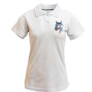 Жіноча футболка-поло з котом (стилізований арт)