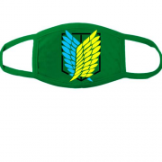 Тканинна маска для обличчя з лого "Атака Титанів" у кольорі українського прапора
