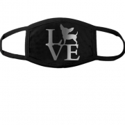 Тканинна маска для обличчя з надписью "Собака любові"