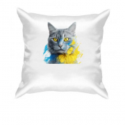 Подушка Кот с желто-синими красками