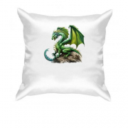 Подушка Зеленый дракон на камне