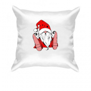 Подушка "Санта сидит с шапкой на глазах"