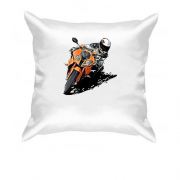 Подушка с мотоциклом на вираже