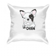 Подушка з написом "Le Chien" і собакою