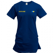 Подовжена футболка Ukraine з міні прапором на грудях (Вишивка)