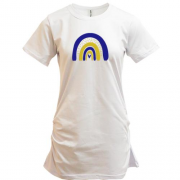 Подовжена футболка з жовто-синьою веселкою (Вишивка)